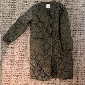 Everlane Olive Green Quilted Long Puffer Coat